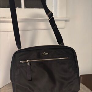 kate spade black nylon messenger bag with gold-tone zipper